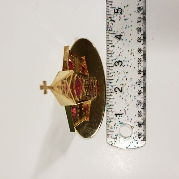 Vintage Holiday Church Decor 24K Gold Plated Tabletop Crystal Delight Candle - Picture 6 of 7